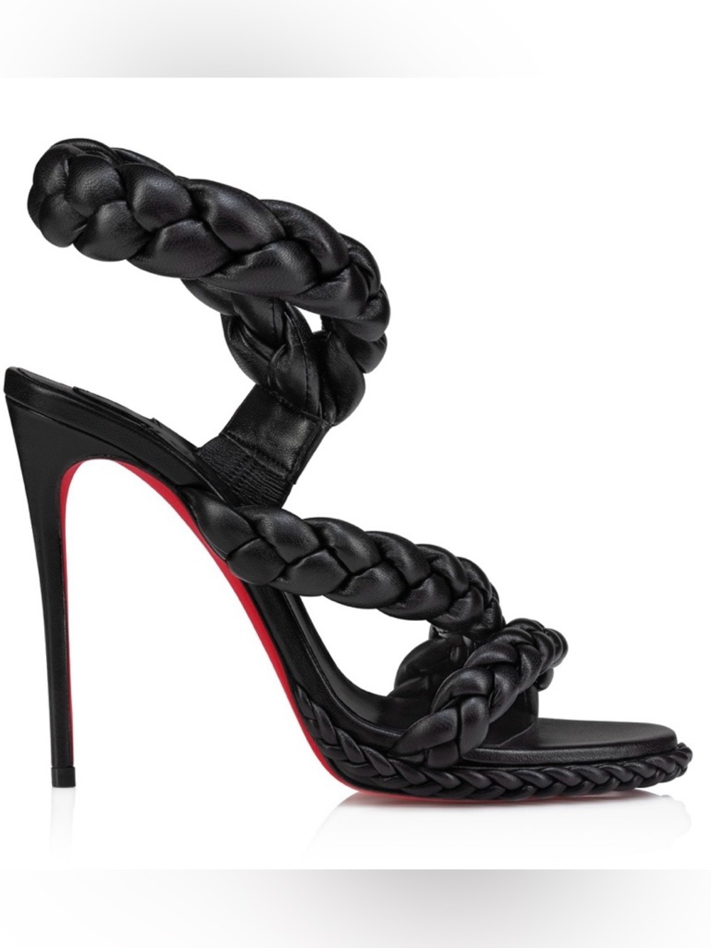 Christian Louboutin Fatima 120 Black Braided Leather heels RETAIL 1,595